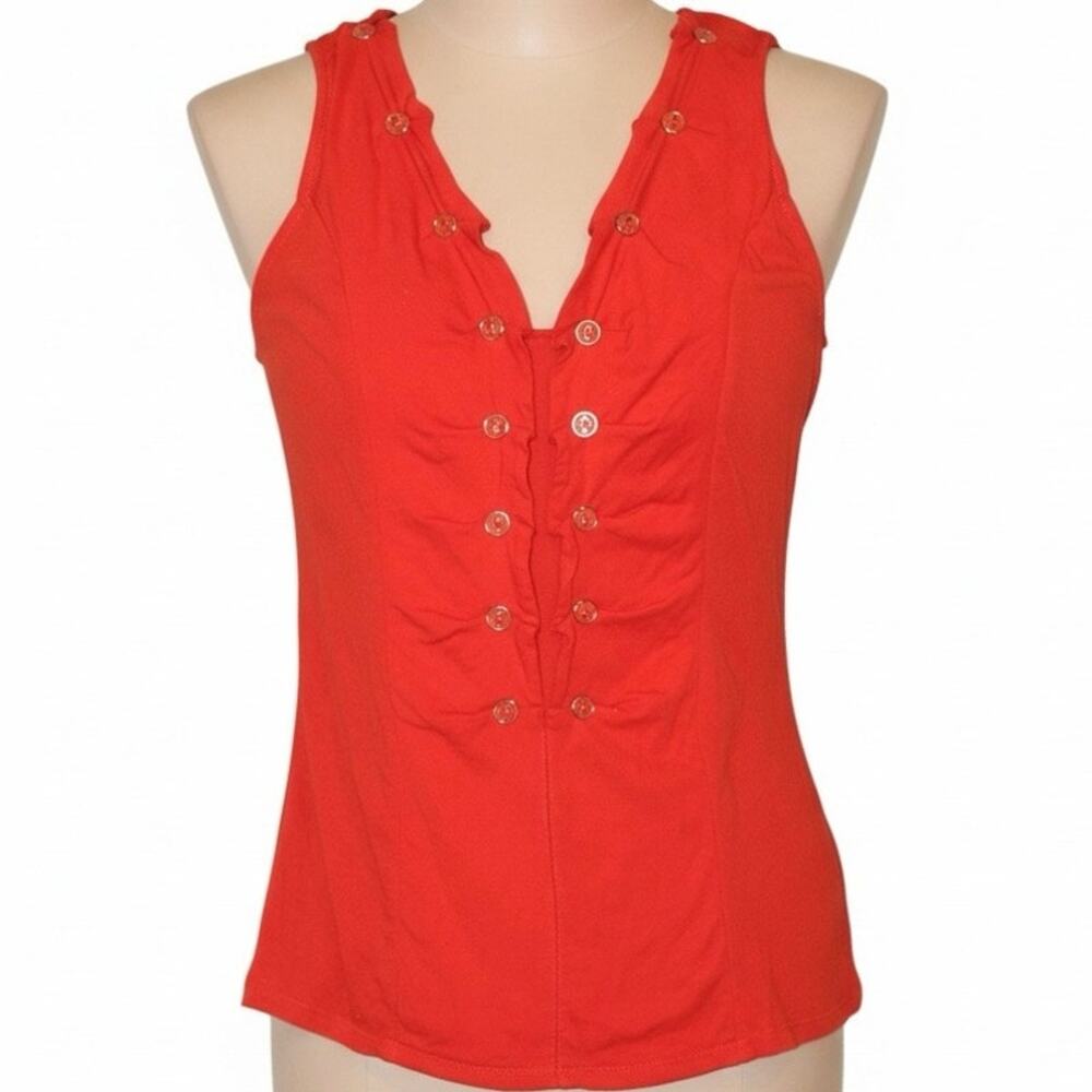 Pilcro by Anthropologie Red Button-Front Sleeveless Tank Top Size Small